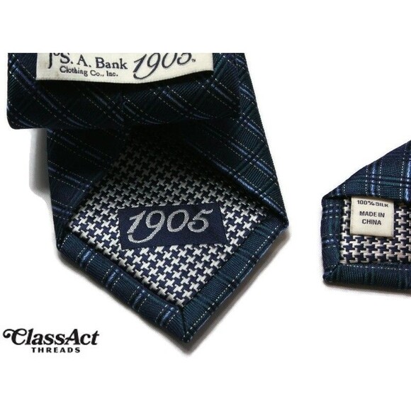 JOS A BANK 1905 Silk Tie Men's Blue plaid Necktie 2.75" Wide - Picture 3 of 5